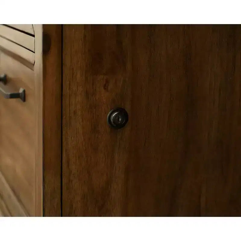 Traditioneller Schreibtisch aus Holz mit zwei Sockeln, Braun: Keine Montage erforderlich, 174 cm Breite, Allzweckschublade