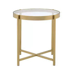 Acme Furniture Charrot Clear Glass Top Accent Table Gold Finish