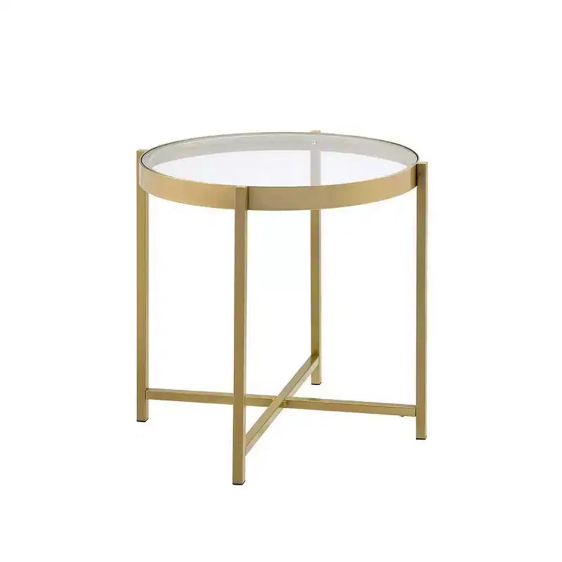 Tischplatte aus transparentem Glas, Gold