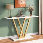 LITTLE TREE 43" Metal Frame Modern Console Table White