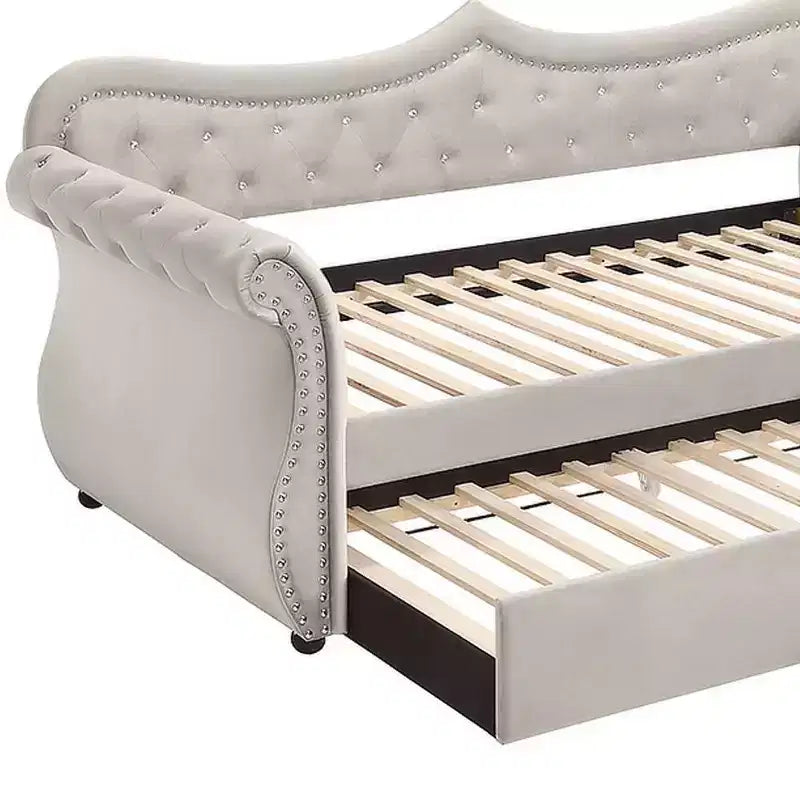 Doppel-/Queensize-Bett Adkins Beige Samt