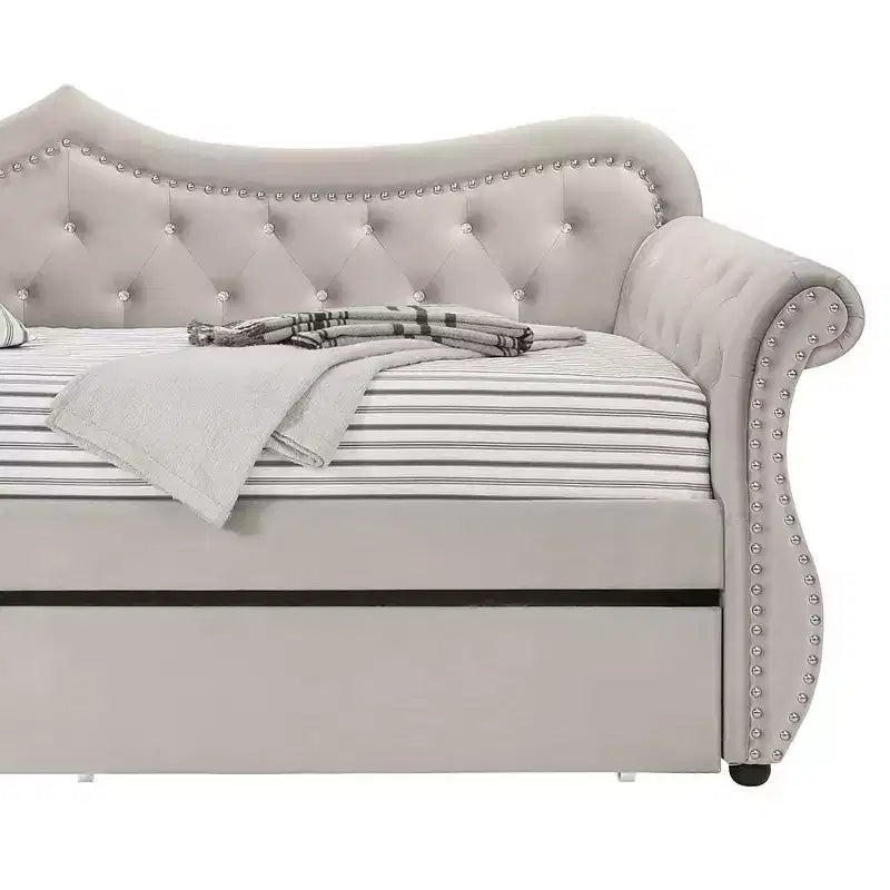 Doppel-/Queensize-Bett Adkins Beige Samt