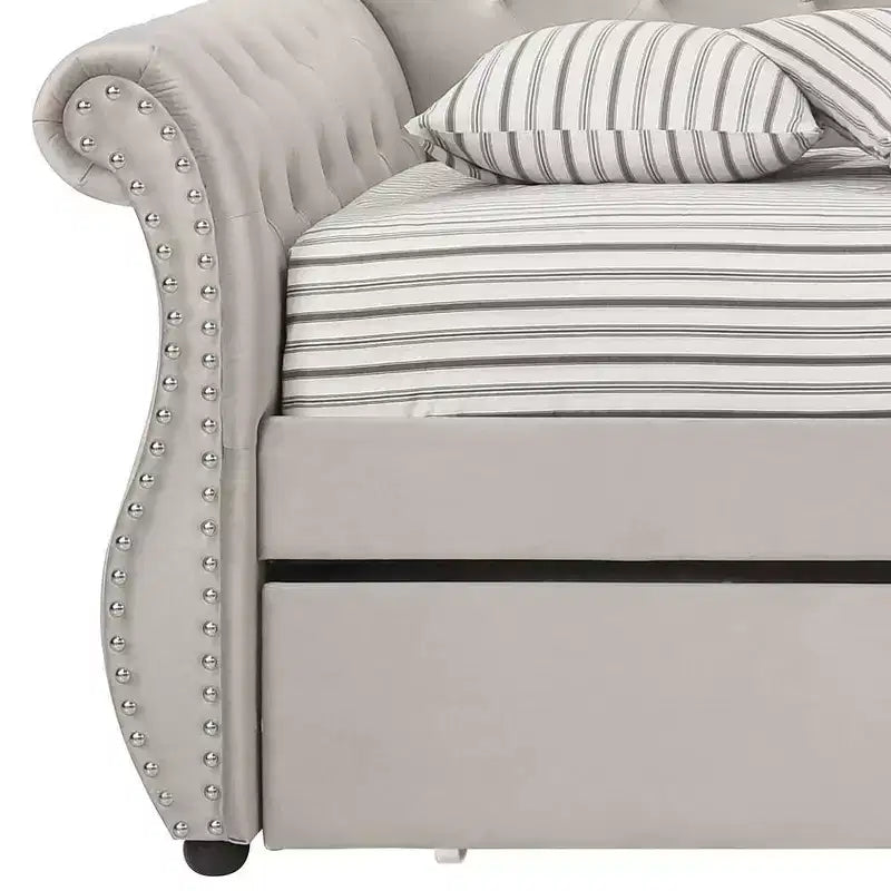 Doppel-/Queensize-Bett Adkins Beige Samt