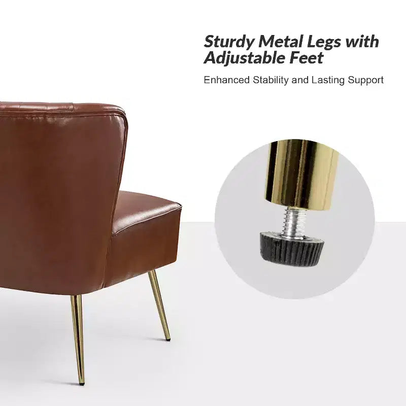 47 Zeitgenössisches Ohrensessel-Loveseat für Wohn- und Schlafzimmer, bequemes, armloses Sofa mit Metallbeinen