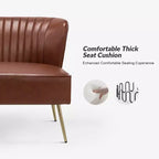 47 Zeitgenössisches Ohrensessel-Loveseat für Wohn- und Schlafzimmer, bequemes, armloses Sofa mit Metallbeinen