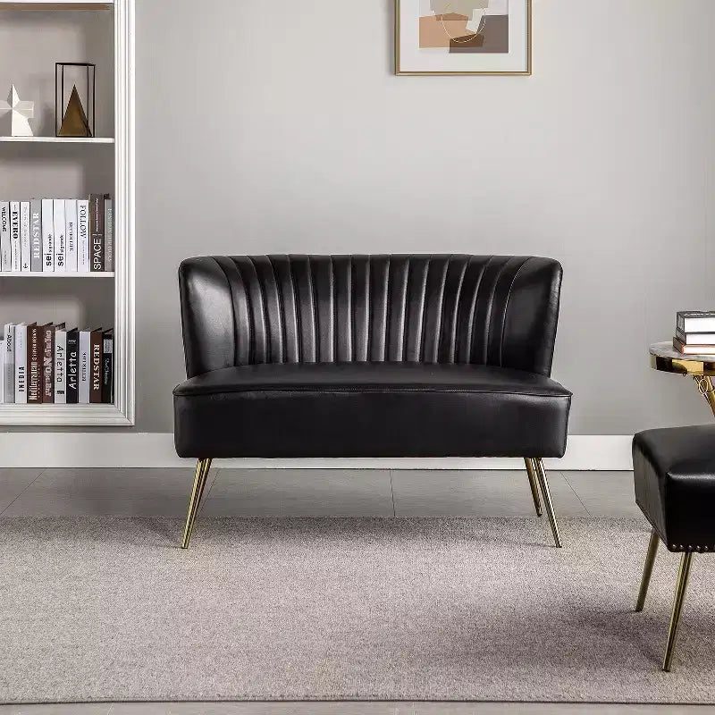 47 Zeitgenössisches Ohrensessel-Loveseat für Wohn- und Schlafzimmer, bequemes, armloses Sofa mit Metallbeinen