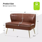 47 Zeitgenössisches Ohrensessel-Loveseat für Wohn- und Schlafzimmer, bequemes, armloses Sofa mit Metallbeinen