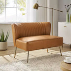 47 Zeitgenössisches Ohrensessel-Loveseat für Wohn- und Schlafzimmer, bequemes, armloses Sofa mit Metallbeinen