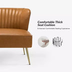47 Zeitgenössisches Ohrensessel-Loveseat für Wohn- und Schlafzimmer, bequemes, armloses Sofa mit Metallbeinen