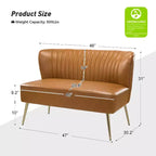 47 Zeitgenössisches Ohrensessel-Loveseat für Wohn- und Schlafzimmer, bequemes, armloses Sofa mit Metallbeinen