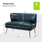 47 Zeitgenössisches Ohrensessel-Loveseat für Wohn- und Schlafzimmer, bequemes, armloses Sofa mit Metallbeinen