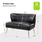 47 Zeitgenössisches Ohrensessel-Loveseat für Wohn- und Schlafzimmer, bequemes, armloses Sofa mit Metallbeinen