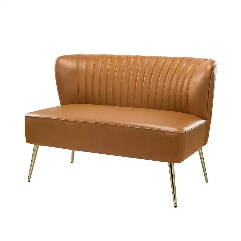 47 Zeitgenössisches Ohrensessel-Loveseat für Wohn- und Schlafzimmer, bequemes, armloses Sofa mit Metallbeinen