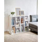 Bücherregal Standregal mit 5 Fächern und Würfel-Organizer, Ausstellungsregal für kleine Räume, Weiß
