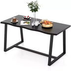 Costway 63 Large Dining Table for 4-6 People with Wavy Edge Heavy-duty Metal Frame Coffee/Black