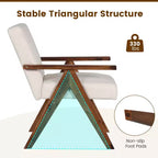 1 Moderner Akzentsessel Leinenstoff-Sessel mit massivem Akazienholzgestell Beige/Grau