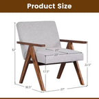 1 Moderner Akzentsessel Leinenstoff-Sessel mit massivem Akazienholzgestell Beige/Grau