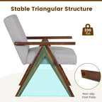 1 Moderner Akzentsessel Leinenstoff-Sessel mit massivem Akazienholzgestell Beige/Grau
