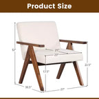 1 Moderner Akzentsessel Leinenstoff-Sessel mit massivem Akazienholzgestell Beige/Grau