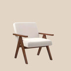 1 Moderner Akzentsessel Leinenstoff-Sessel mit massivem Akazienholzgestell Beige/Grau
