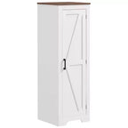 HOMCOM Farmhouse Storage Cabinet with Adjustable Shelf, Single Barn Door Accent Cabinet for Living Room, Floor Pantry Cabinet, White