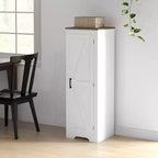 Bauernhaus-Aufbewahrungsschrank mit verstellbarem Regal, Akzentschrank mit einfacher Scheunentür für Wohnzimmer, Vorratsschrank, Weiß
