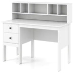 48 Computertisch mit Steckdosen Type-C Regal & 2 Schubladen Schwarz/Weiß