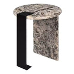 JONATHAN Y Lyra 20.66 Contemporary Natural Marble/Metal Handmade Round End Table