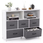Costway 5/7-Drawer Dresser for Bedroom Chest of Drawers with 2 Large Fabric Bins White