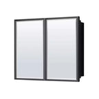 36 Zoll B x 32 Zoll H Metallgerahmter schwarzer rechteckiger Einbau-/Aufputz-Spiegelschrank, Schwarz