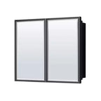 36 Zoll B x 32 Zoll H Metallgerahmter schwarzer rechteckiger Einbau-/Aufputz-Spiegelschrank, Schwarz