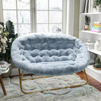 Tragbarer zusammenklappbarer, gepolsterter Doppel-Saucer-Stuhl mit Stahlrahmen für Wohnheim, Wohn- oder Schlafzimmer