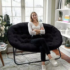 Tragbarer zusammenklappbarer, gepolsterter Doppel-Saucer-Stuhl mit Stahlrahmen für Wohnheim, Wohn- oder Schlafzimmer