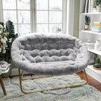 Tragbarer zusammenklappbarer, gepolsterter Doppel-Saucer-Stuhl mit Stahlrahmen für Wohnheim, Wohn- oder Schlafzimmer