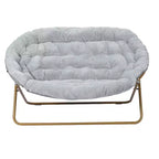 Tragbarer zusammenklappbarer, gepolsterter Doppel-Saucer-Stuhl mit Stahlrahmen für Wohnheim, Wohn- oder Schlafzimmer
