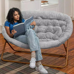 Tragbarer zusammenklappbarer, gepolsterter Doppel-Saucer-Stuhl mit Stahlrahmen für Wohnheim, Wohn- oder Schlafzimmer