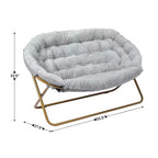 Tragbarer zusammenklappbarer, gepolsterter Doppel-Saucer-Stuhl mit Stahlrahmen für Wohnheim, Wohn- oder Schlafzimmer