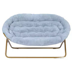 Tragbarer zusammenklappbarer, gepolsterter Doppel-Saucer-Stuhl mit Stahlrahmen für Wohnheim, Wohn- oder Schlafzimmer