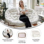 Tragbarer zusammenklappbarer, gepolsterter Doppel-Saucer-Stuhl mit Stahlrahmen für Wohnheim, Wohn- oder Schlafzimmer