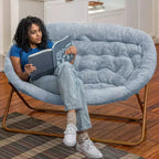 Tragbarer zusammenklappbarer, gepolsterter Doppel-Saucer-Stuhl mit Stahlrahmen für Wohnheim, Wohn- oder Schlafzimmer