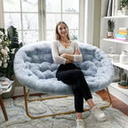 Tragbarer zusammenklappbarer, gepolsterter Doppel-Saucer-Stuhl mit Stahlrahmen für Wohnheim, Wohn- oder Schlafzimmer
