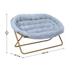 Tragbarer zusammenklappbarer, gepolsterter Doppel-Saucer-Stuhl mit Stahlrahmen für Wohnheim, Wohn- oder Schlafzimmer