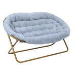 Tragbarer zusammenklappbarer, gepolsterter Doppel-Saucer-Stuhl mit Stahlrahmen für Wohnheim, Wohn- oder Schlafzimmer