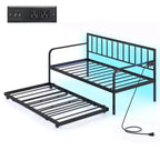 Costway Twin Daybed Adjustable Sofa Bed Frame with Charging Station & LED Lights