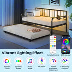 Doppel-Tagesbett, verstellbares Schlafsofa-Gestell mit Ladestation und LED-Beleuchtung