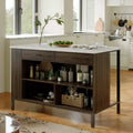 Famapy Kitchen Island Cart with Marble Countertop,2 Drawers,6 Shelves,Metal Legs,Ample Storage,Pantry Cabinet,Dining Table,All-in-One Kitchen Solution