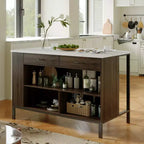 Famapy Kitchen Island Cart with Marble Countertop,2 Drawers,6 Shelves,Metal Legs,Ample Storage,Pantry Cabinet,Dining Table,All-in-One Kitchen Solution
