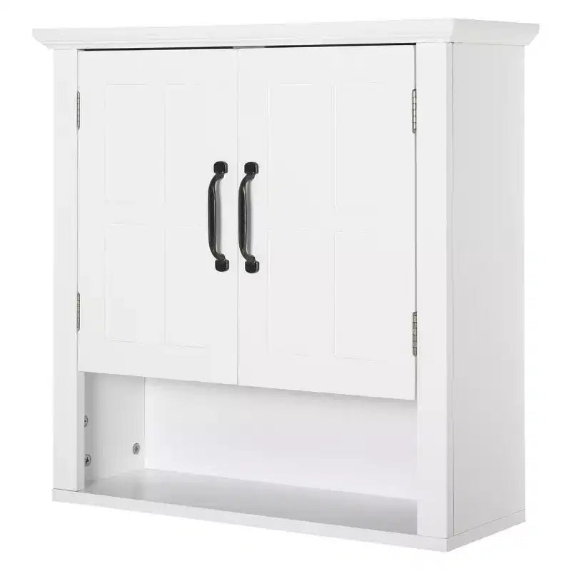 Medizinschrank, Bad-Wandschrank mit verstellbarem Regal und 2 Türen für Flur, Wohnzimmer, Weiß