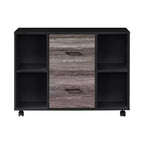 AndMakers 3-Drawer 39in. W File Cabinet for Home Office, Mobile Lateral Filing Cabinet, Printer Stand with Open Storage Shelves