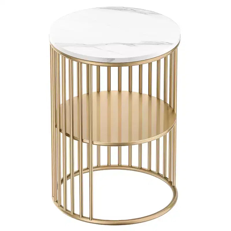 Rattan-Beistelltisch mit Bambusrahmen, Platte aus gehärtetem Glas, Z-förmiges Ablagefach, Natur